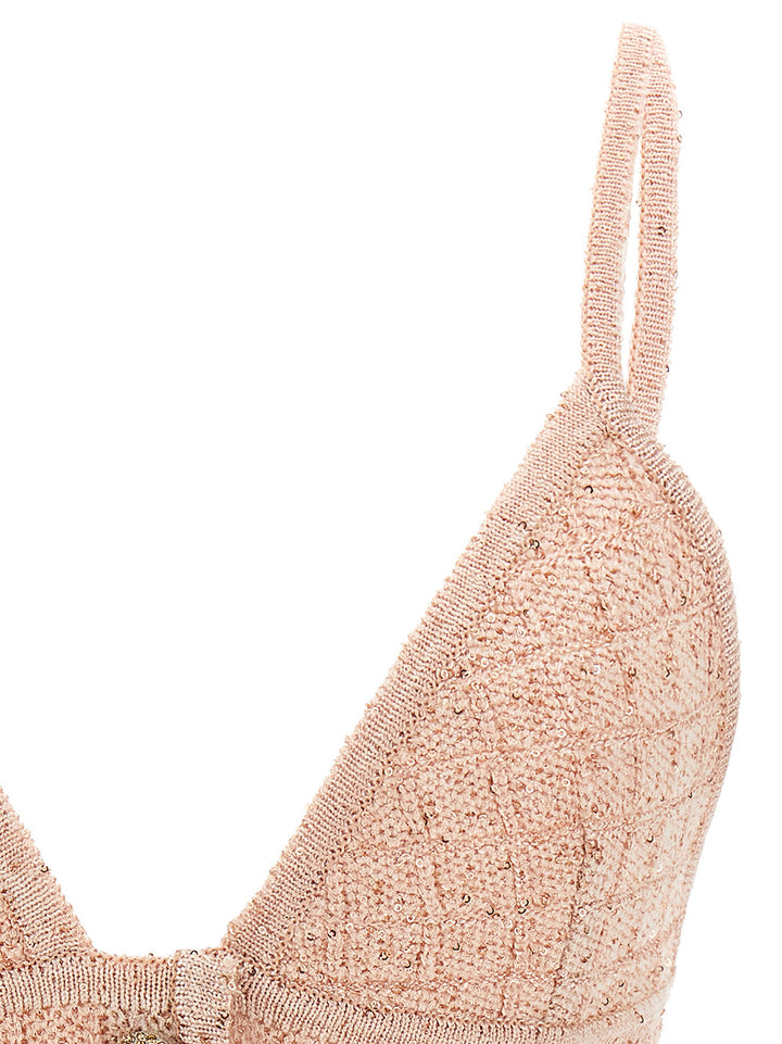 Alessandra Rich Sequin Top Top - Rosa | 1cab2b7f6b5825338e512dec2f06a2a1931c07bc