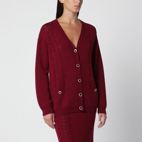 Bordeaux-Merino-Strickjacke
