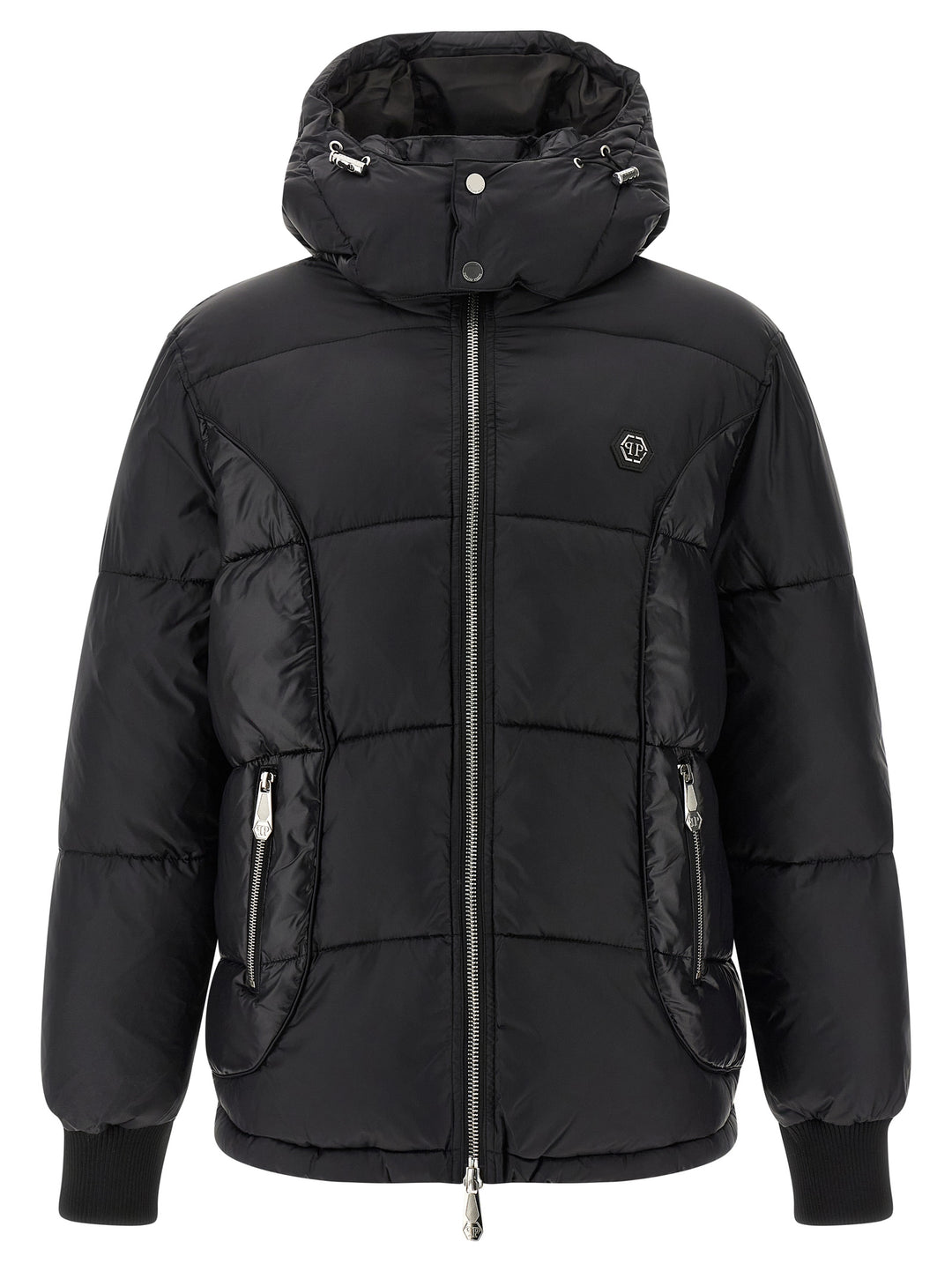 Philipp Plein Logo Patch Down Jacket Puffer Jackets - Nero | 20c3ccca03c25d5872118b59e659366a8ba7581b