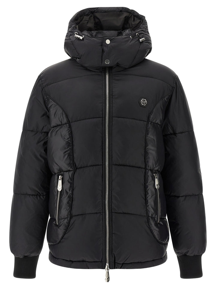 Philipp Plein Logo Patch Down Jacket Puffer Jackets - Nero | 20c3ccca03c25d5872118b59e659366a8ba7581b