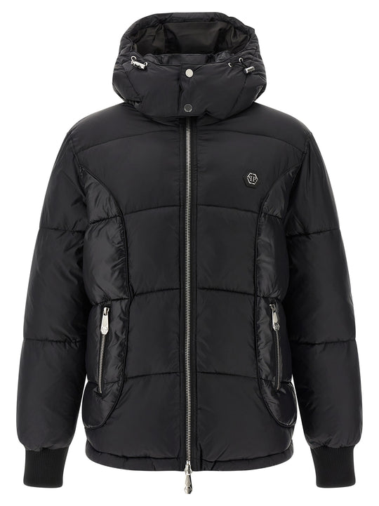 Logo Patch Down Jacket Puffer Jackets Nero