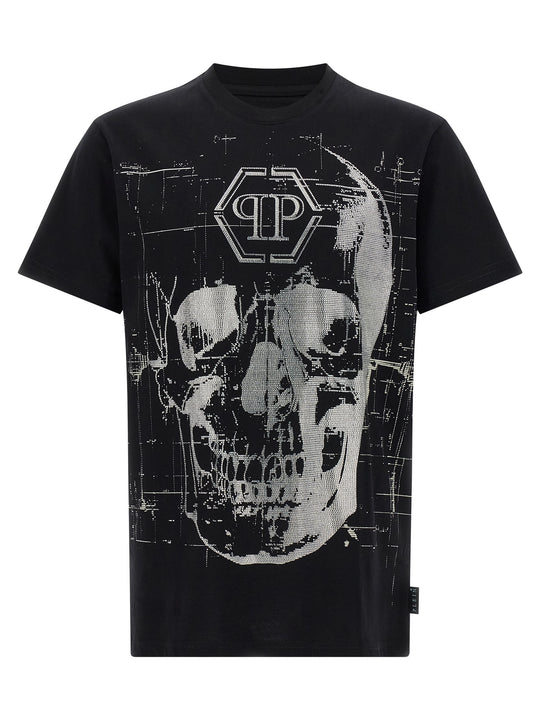 Skull Strass T Shirt Nero