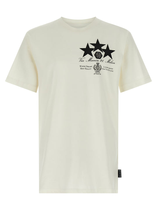 Print Patch T Shirt Bianco