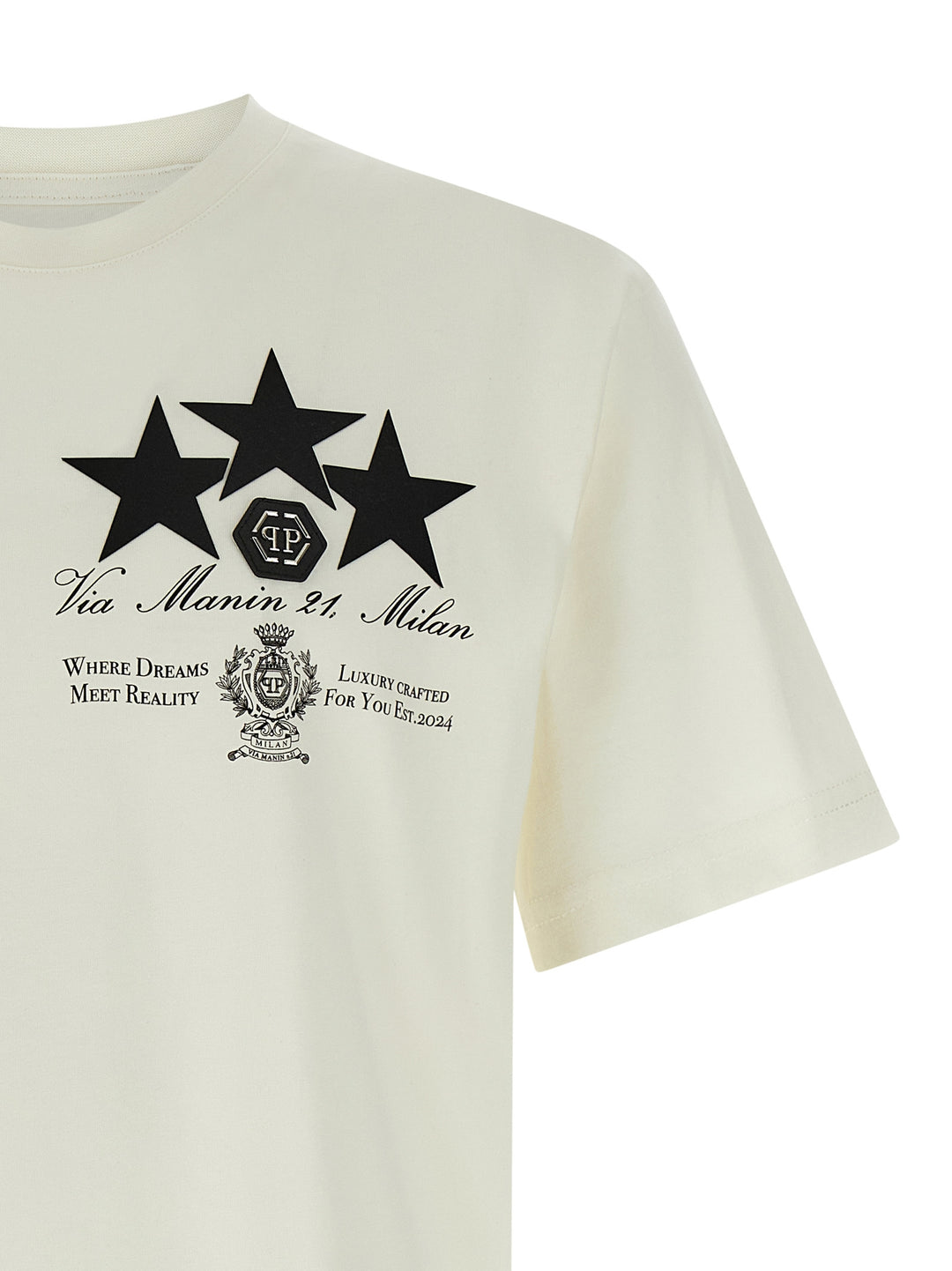 Philipp Plein Print Patch T shirt - Bianco | d7cb42aac9d25b7ddadf0d0134474328777a83e0