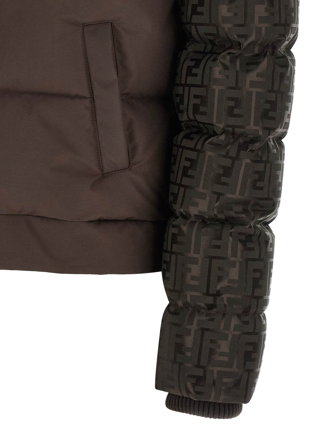Fendi Ff Nylon Down Jacket Puffer Jackets - Marrone | 8f6b5dc757f8eda29f19494fe42223fbd8fad7e9