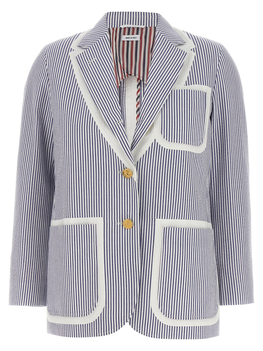 Thom Browne Single-Breasted Seersucker Blazer BlazerS - Multicolor | bc27933ae555d19ed476c272d34690b190b33dd3