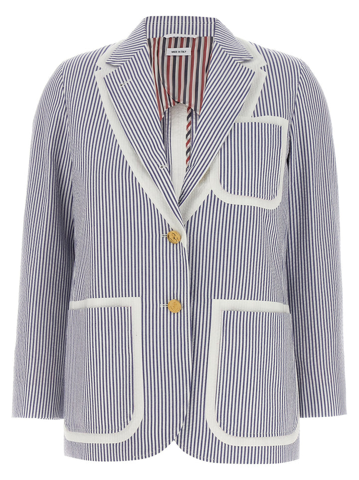Thom Browne Single-Breasted Seersucker Blazer BlazerS - Multicolor | bc27933ae555d19ed476c272d34690b190b33dd3