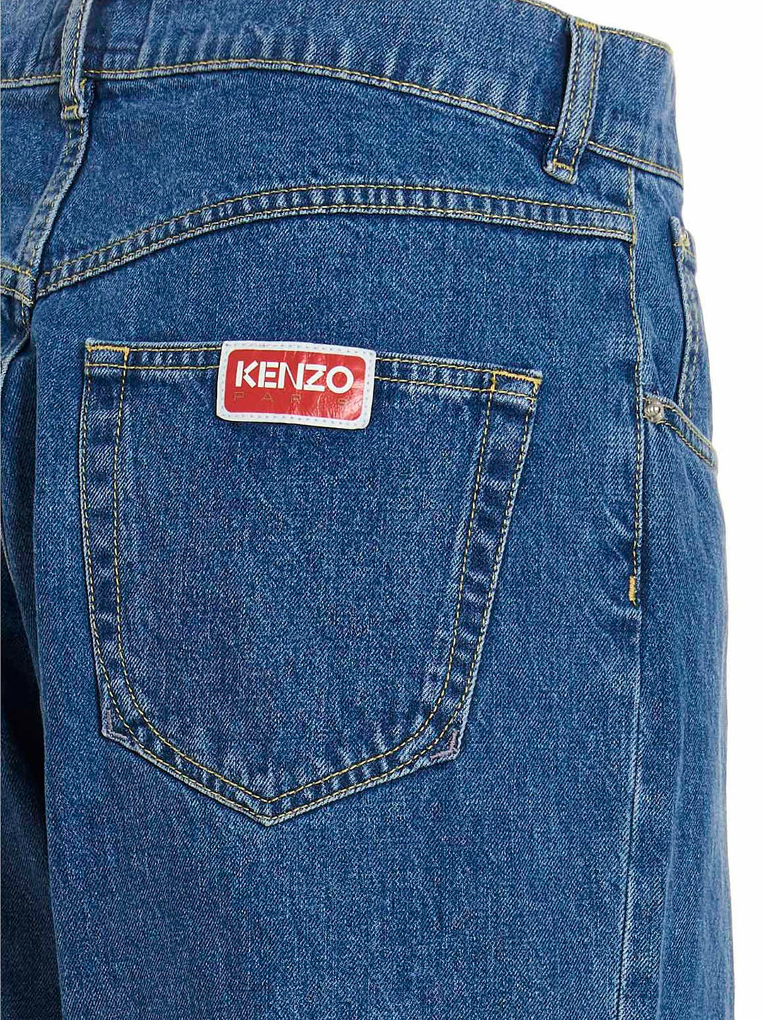 Logo Patch Denim Jeans Blu