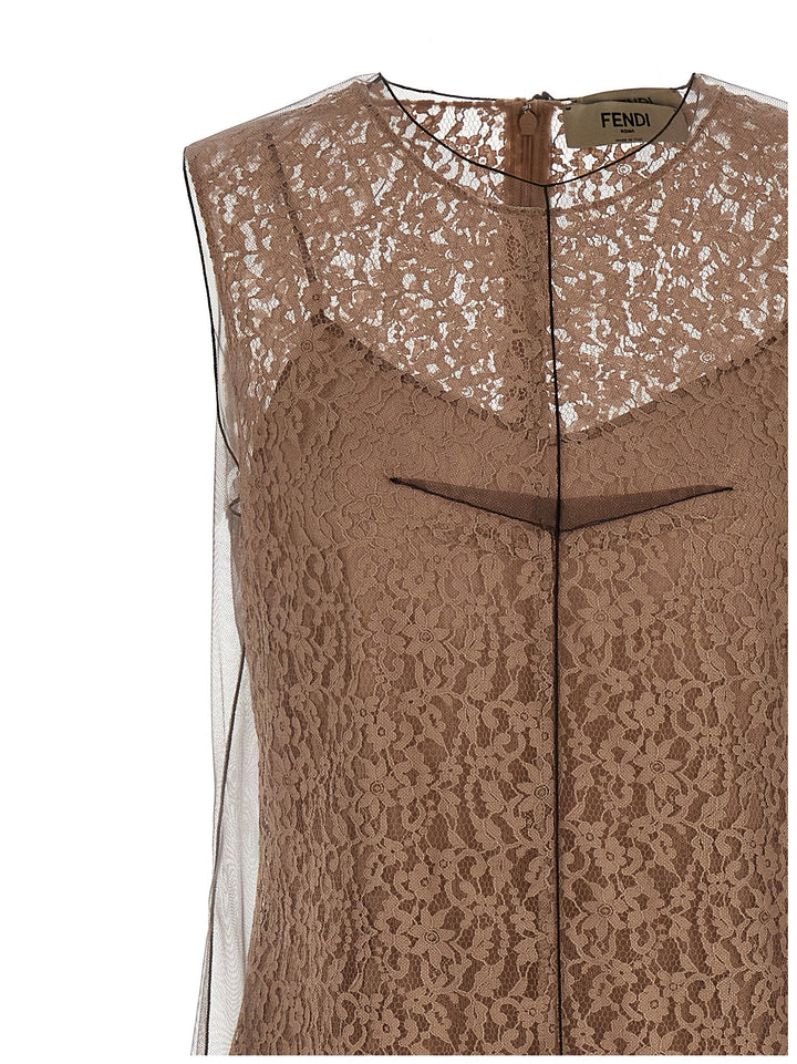 Fendi Floral Lace Dress Abiti - Beige | 1bb3beee6f0dbbf239eff30436d05c8552596994