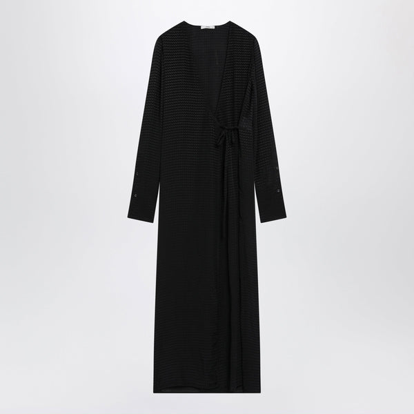Black Jacquard Silk Long Dress