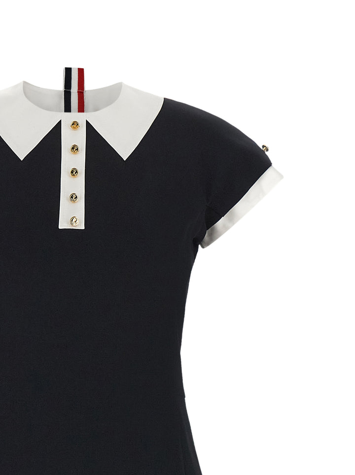 Thom Browne Polo Dress With Intarsia And Rwb Detail Abiti - Blu | 14b21dc215c05907f13bbedb5fda2301894ed932