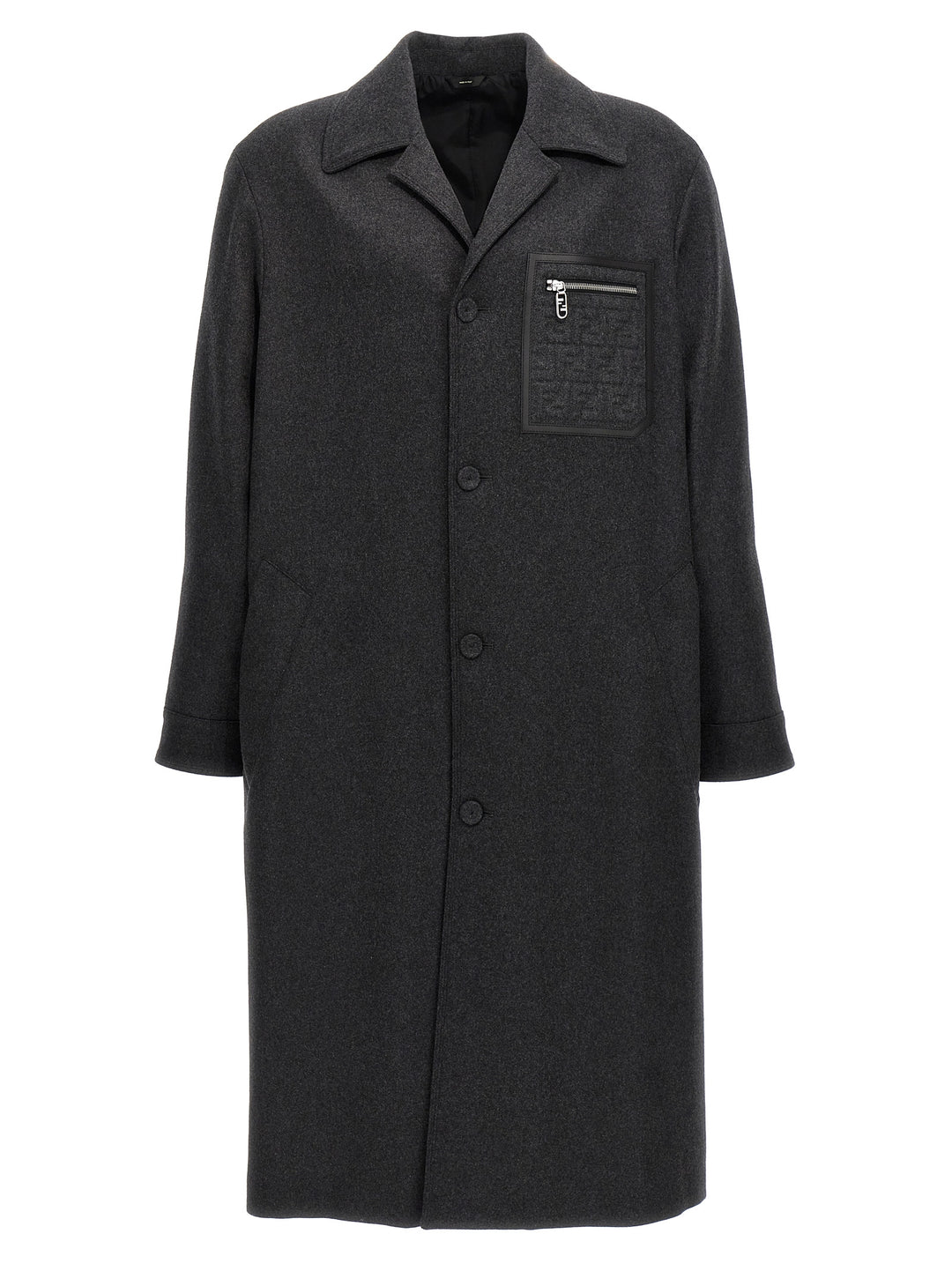 Fendi Single-Breasted Cashmere Coat Trench e Impermeabili - Grigio | 06fb3e467acae3ab87ea0c7b3aa6c6c2a1a0b4e4