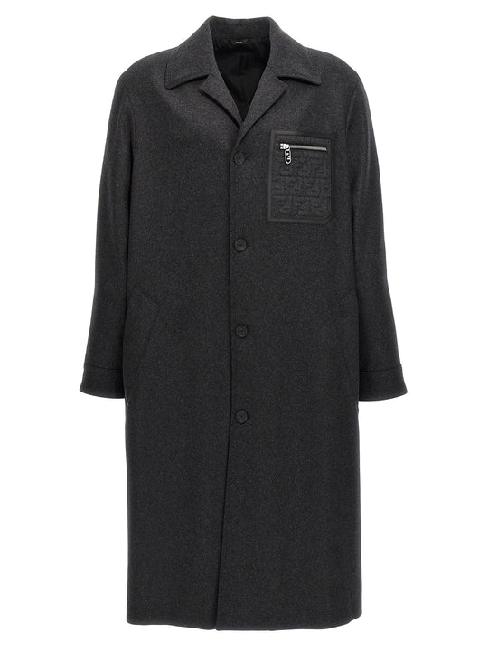Single-Breasted Cashmere Coat Trench E Impermeabili Grigio