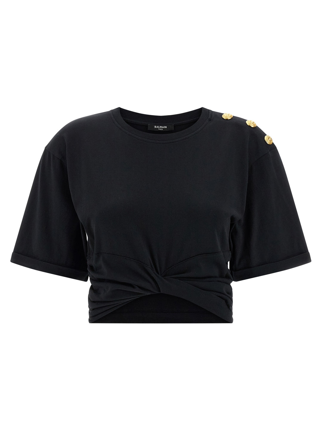 Balmain Knotted Crop T shirt - Nero | 1b768e277d2dfda6c9442afd103c0f781868d27b