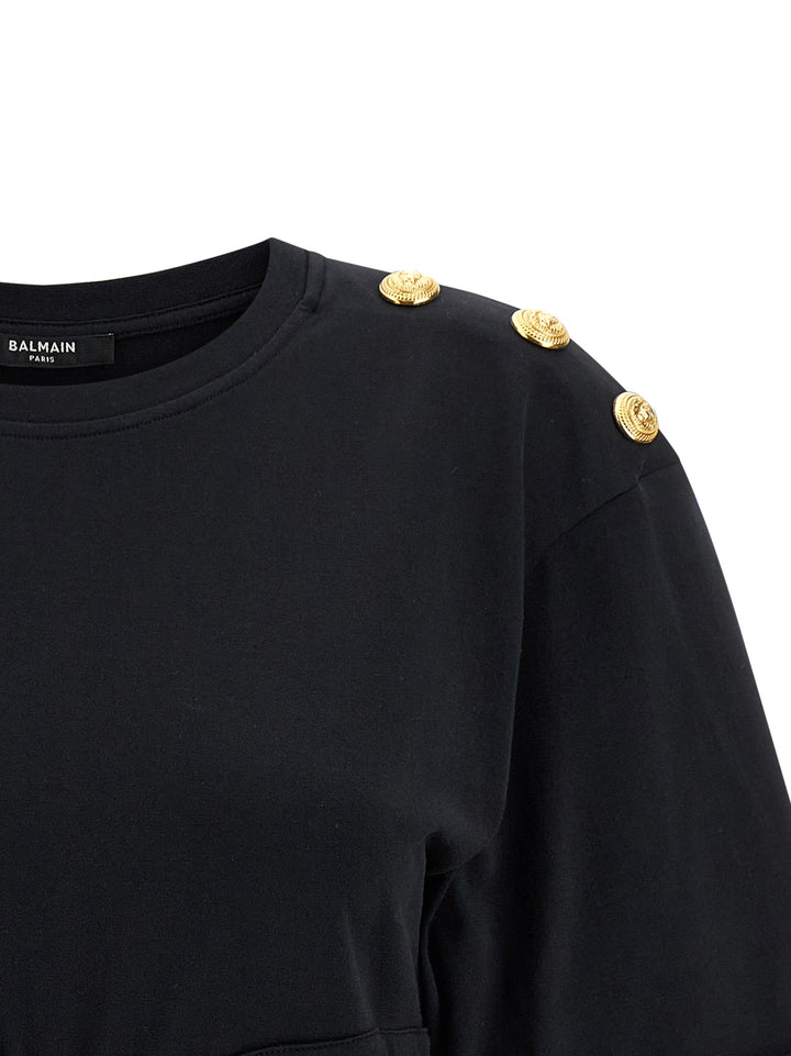 Balmain Knotted Crop T shirt - Nero | af564b3032b52c3351372a48876c063ee0ae76ca