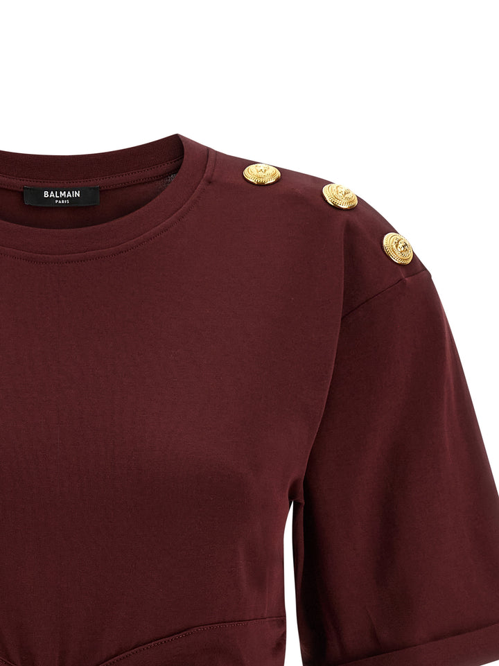 Balmain Knotted Crop T shirt - Bordeaux | b6a72ca25c2eed2d107491cc914a371ac92c9dc5