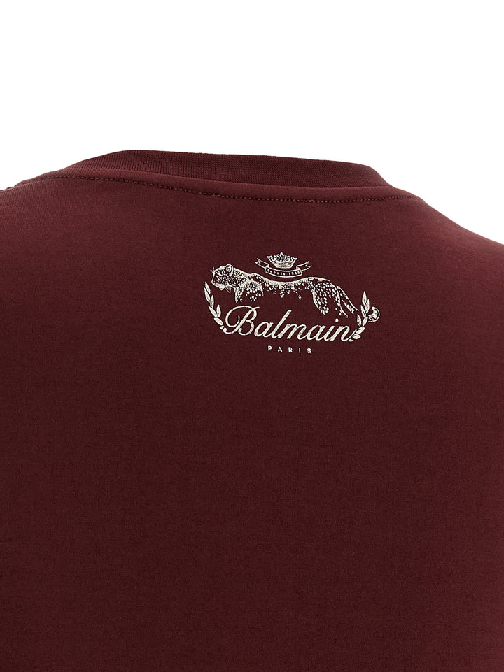 Balmain Knotted Crop T shirt - Bordeaux | 8a987436596081601056fa52b6b8b54c20243096