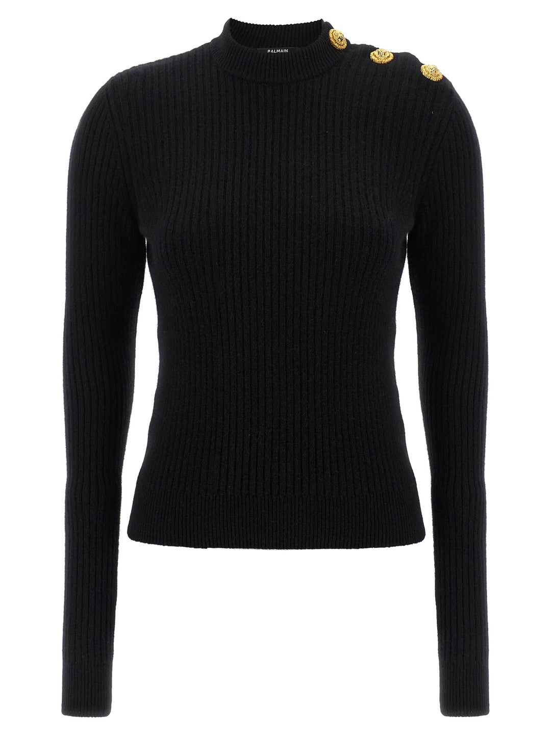 Balmain Ribbed Sweater Maglioni - Nero | 02224711eaa8e96467708d53bfffda40b8318866