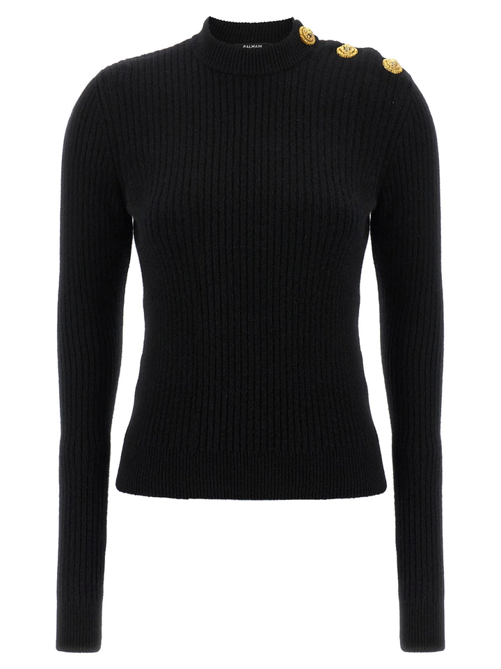 Balmain Ribbed Sweater Maglioni - Nero | 02224711eaa8e96467708d53bfffda40b8318866