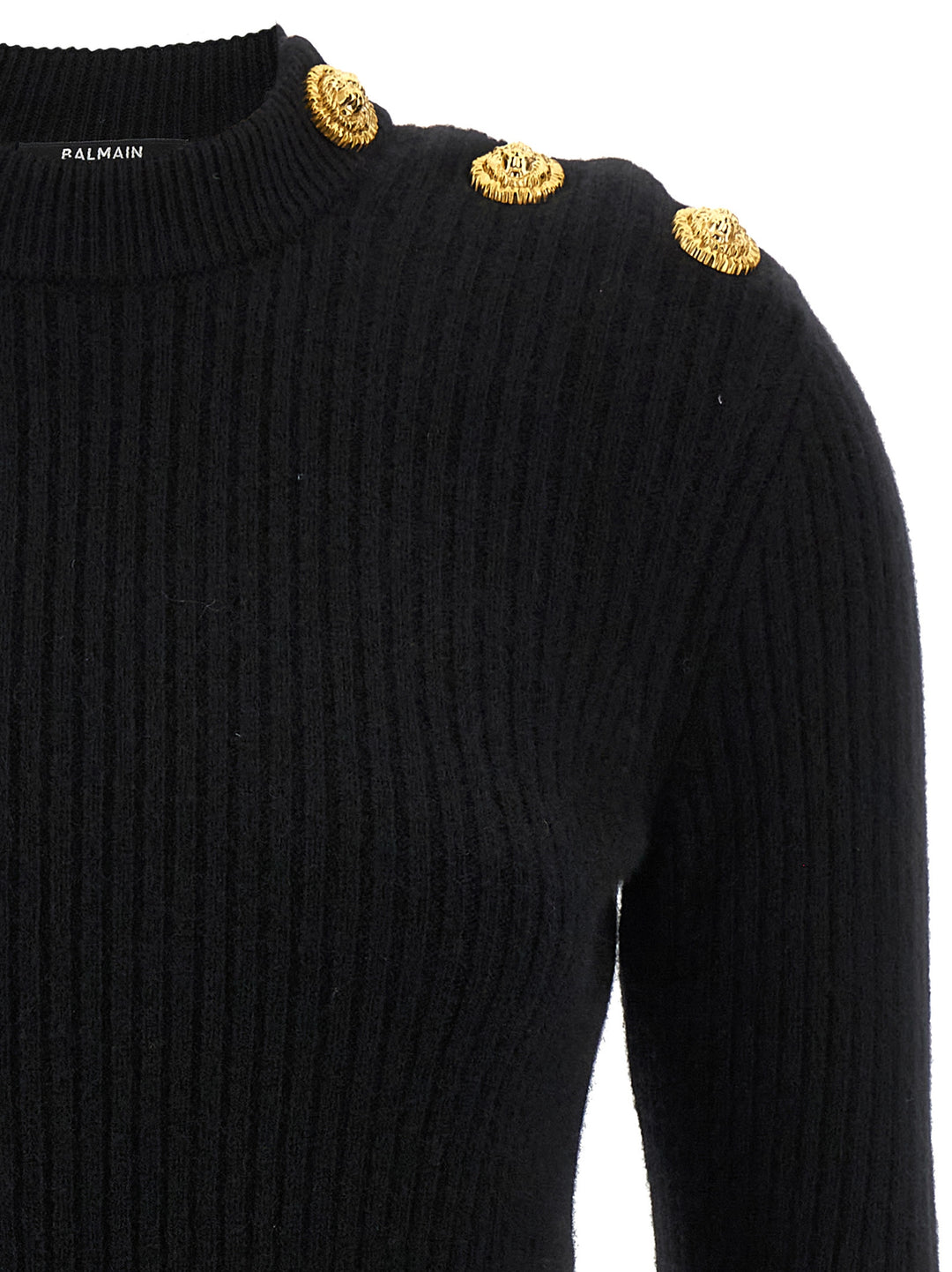Balmain Ribbed Sweater Maglioni - Nero | f9d337aa8531d52c5d17d3a8bb438d47091b1db0