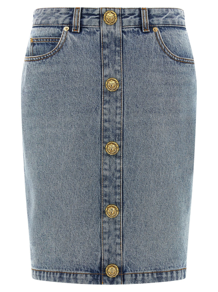Balmain Denim Skirt Gonne - Celeste | f1f2262ff0b0339e0fe9ea47999267e622ffee06