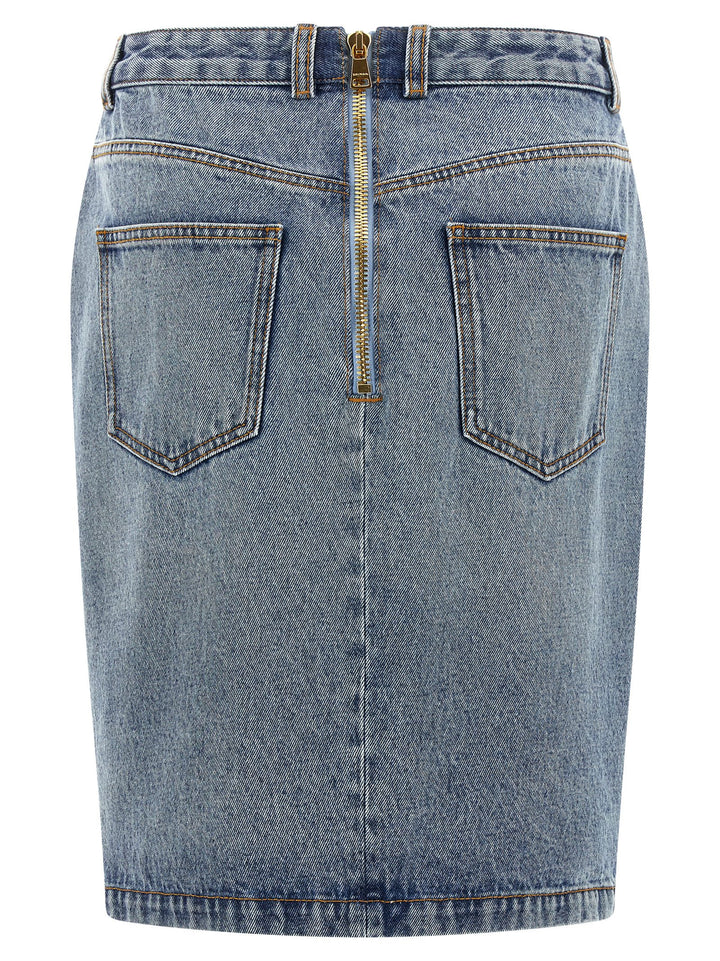 Balmain Denim Skirt Gonne - Celeste | c932168e0d2a684efdb39e1691152c8e08a62c23