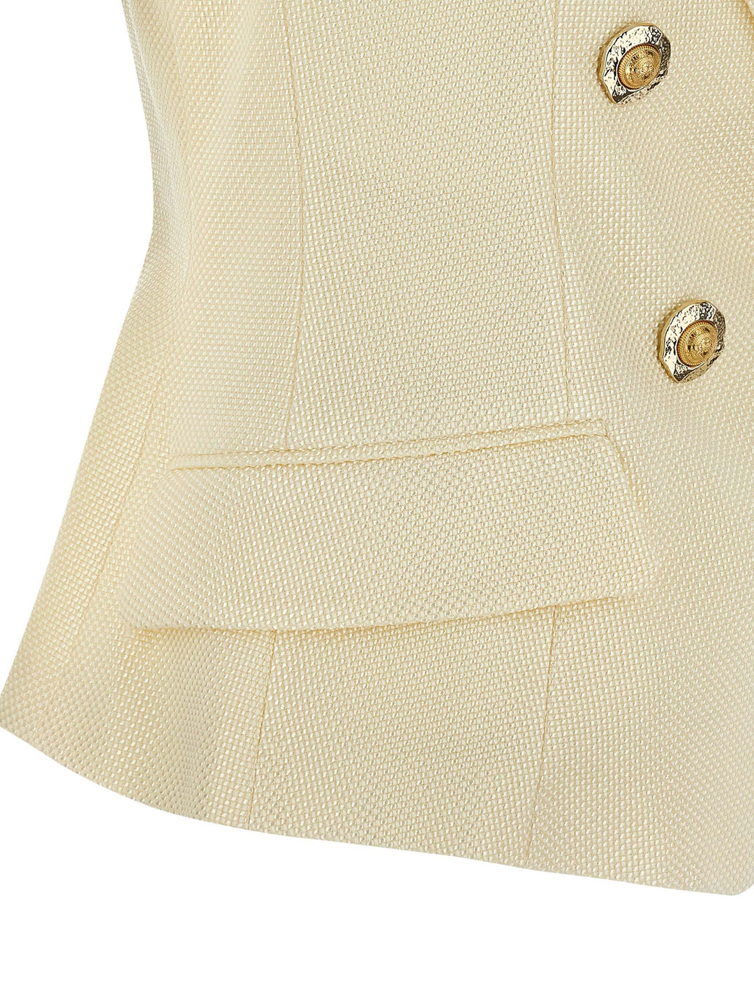 Balmain Gold And Gold Coin Gilet - Bianco | e73eb222e88b0019bbcf18ffc9bbf3b9b2e52deb
