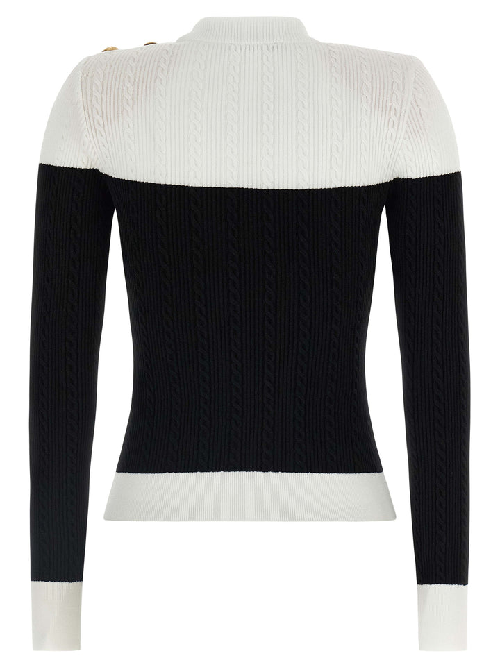 Balmain Maxi Shoulder Top Top - Bianco/Nero | cd7e8b9ade23b35eb1595eb191e88514358f51b7