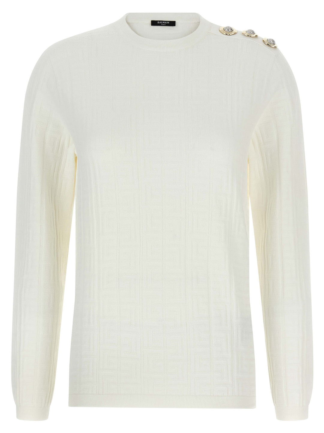 Balmain Maxi Shoulder Top Maglioni - Bianco | 3496ab13c398501882521ee9b64ef6d516d3195d