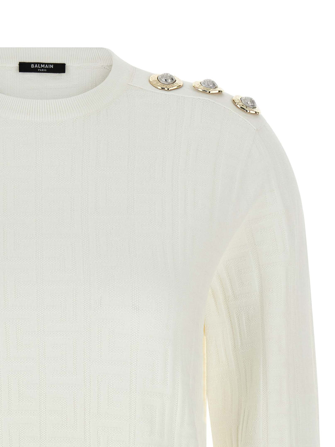 Balmain Maxi Shoulder Top Maglioni - Bianco | 3e55fb63f6d645ee5c0feb7172013949da0ba45f