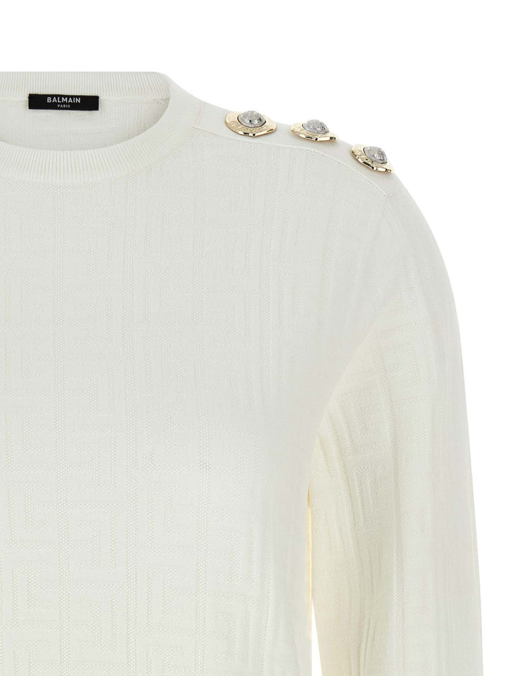 Balmain Maxi Shoulder Top Maglioni - Bianco | 3e55fb63f6d645ee5c0feb7172013949da0ba45f