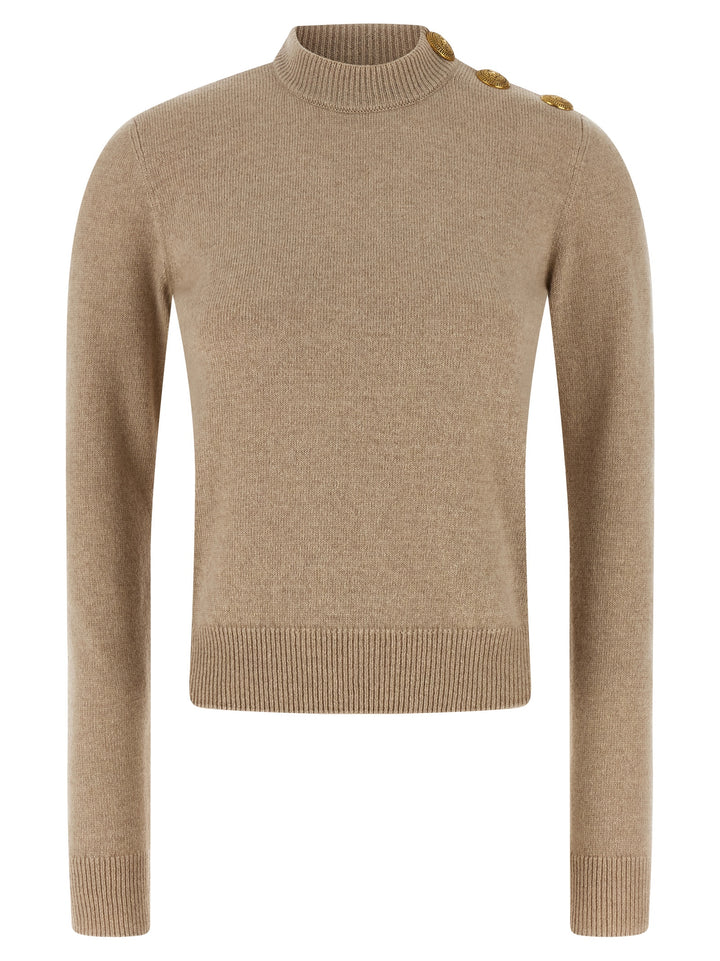 Balmain Eco-Cashmere Button Sweater Maglioni - Beige | 18b229d8f13ec5d48607e4b5079c5e05d2998638
