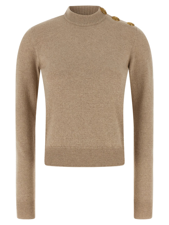 Eco-Cashmere Button Sweater Maglioni Beige