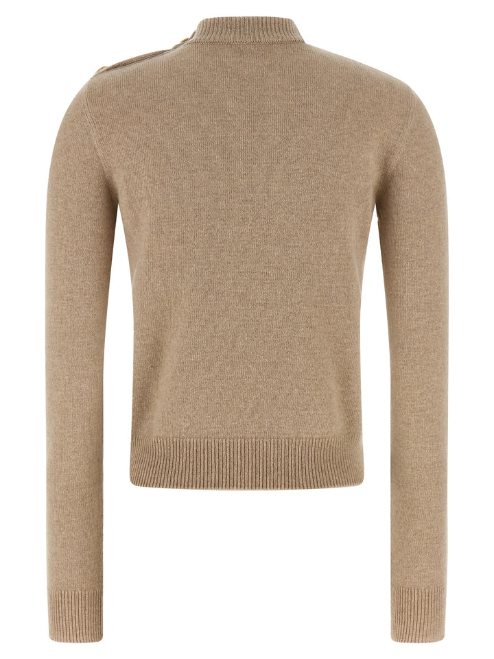 Balmain Eco-Cashmere Button Sweater Maglioni - Beige | f65032e1897997232acf6dc18215d5e6b6eeb969