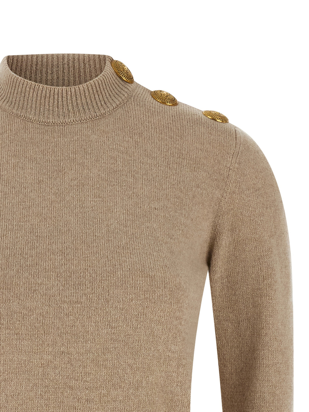 Balmain Eco-Cashmere Button Sweater Maglioni - Beige | fbd0ee8a935ea8701b026dad2653eca04740a06a