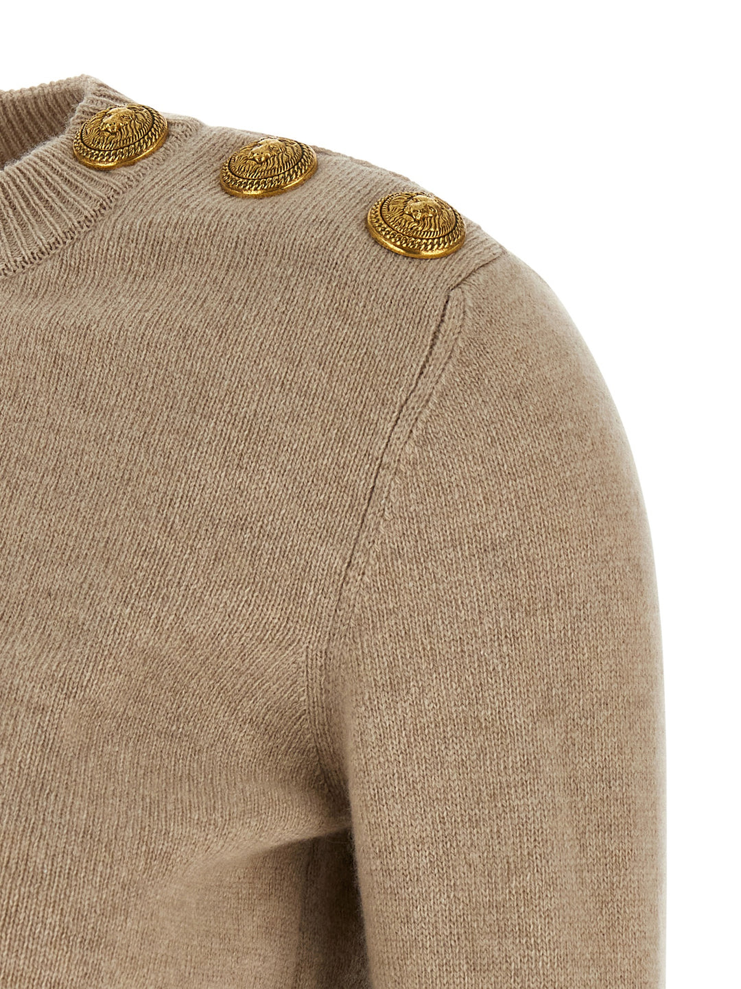 Balmain Eco-Cashmere Button Sweater Maglioni - Beige | 8d5e087c8845e141edb7bc4616037874da9268e4