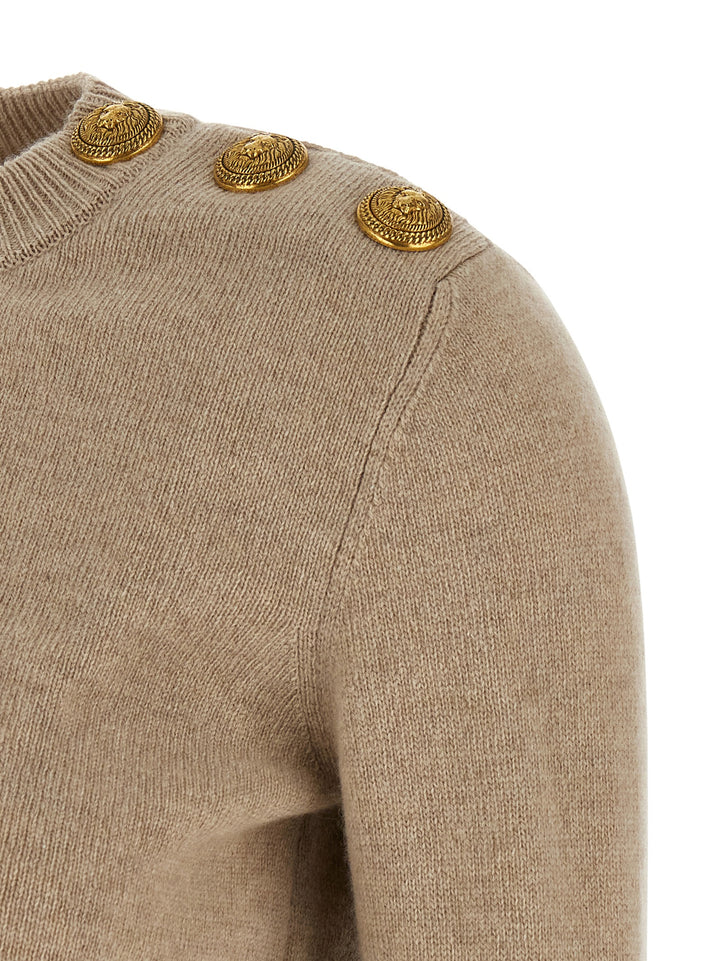 Balmain Eco-Cashmere Button Sweater Maglioni - Beige | 8d5e087c8845e141edb7bc4616037874da9268e4