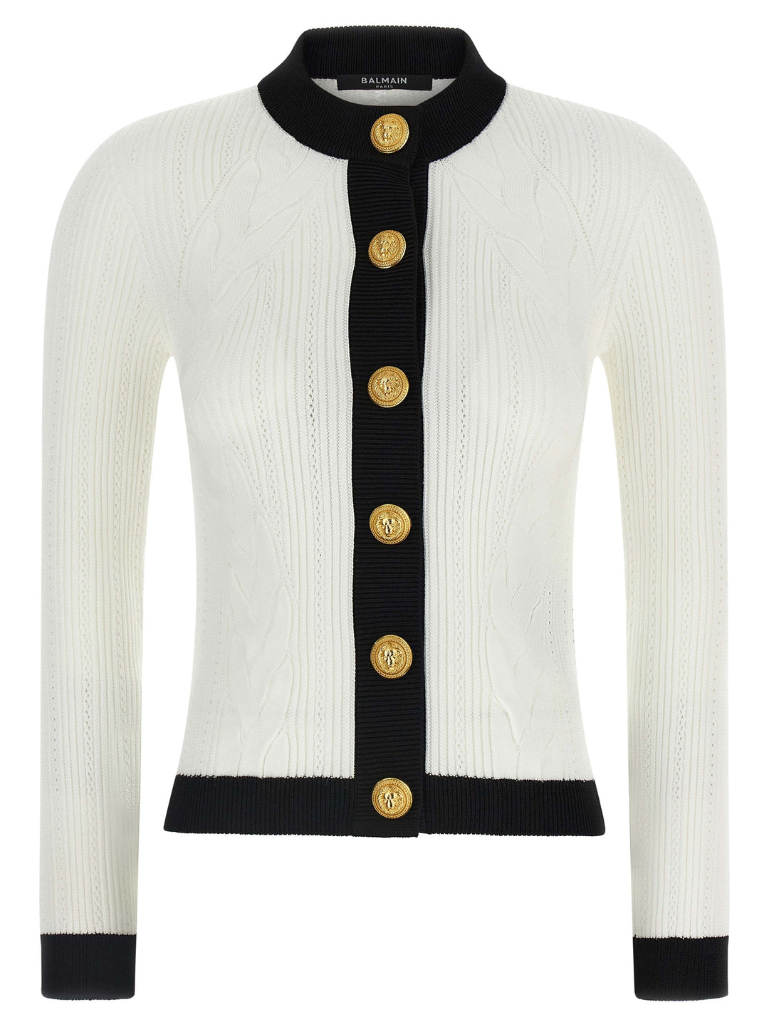 Balmain Two-Tone Cardigan Maglioni - Bianco/Nero | deb0731cdfea68b0cb53471720f18b2147914d4b