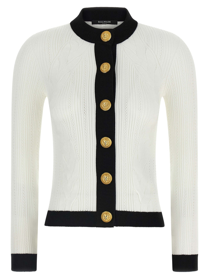 Balmain Two-Tone Cardigan Maglioni - Bianco/Nero | deb0731cdfea68b0cb53471720f18b2147914d4b