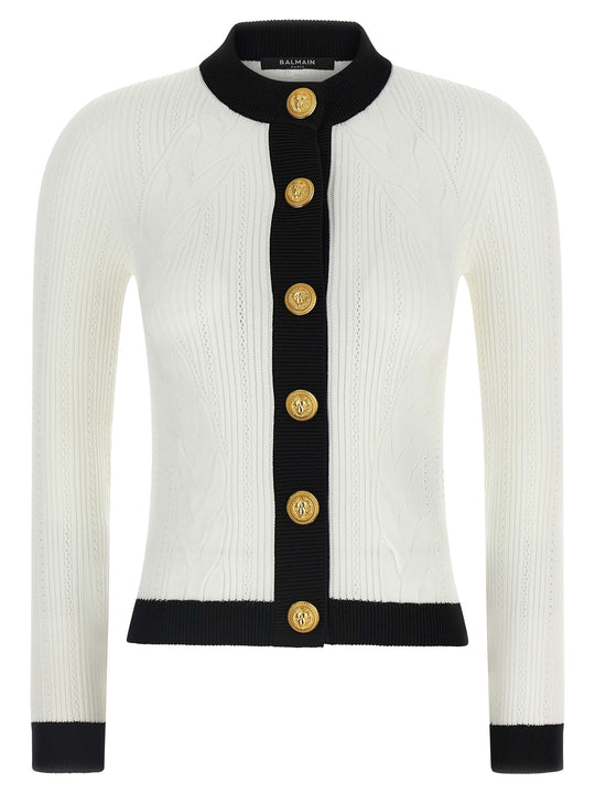 Two-Tone Cardigan Maglioni Bianco/Nero