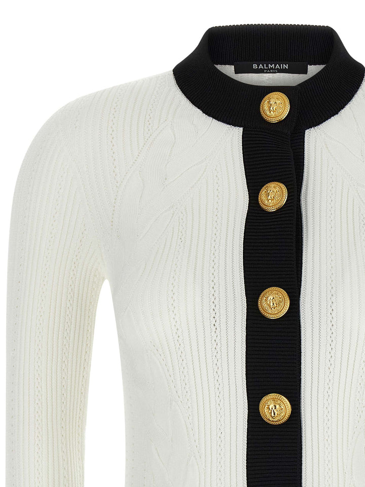 Balmain Two-Tone Cardigan Maglioni - Bianco/Nero | ad4ca1a84c16319b737ae6f058bbe3e8778f1172