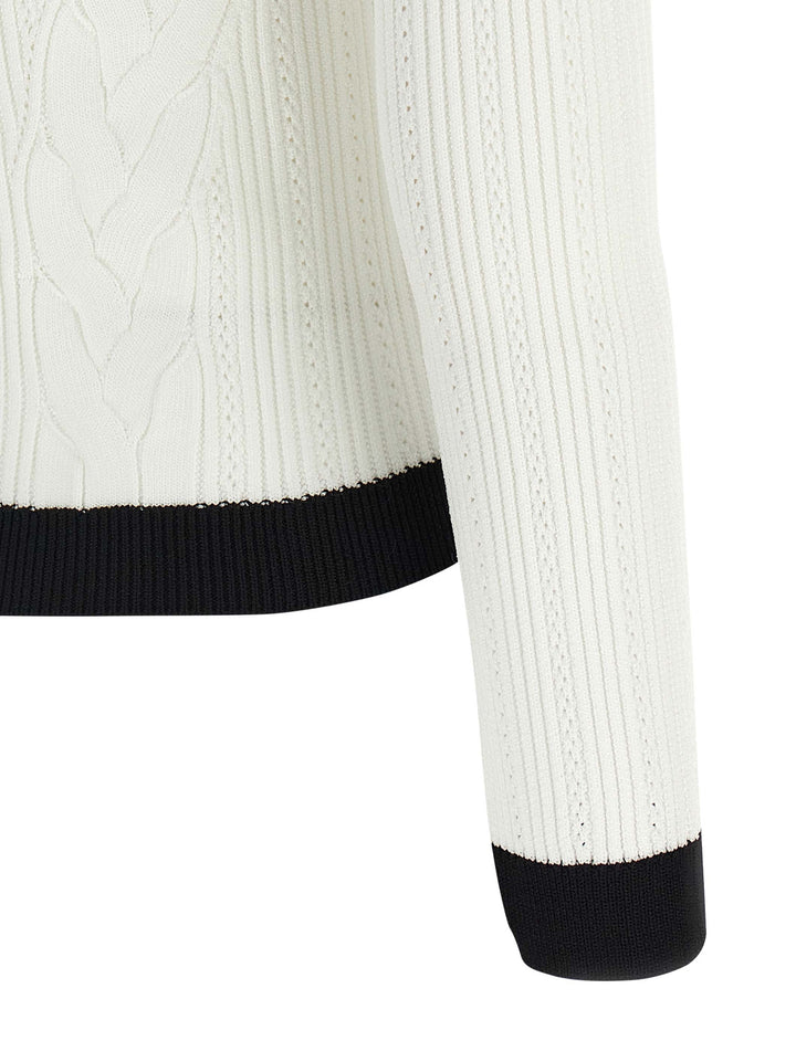 Balmain Two-Tone Cardigan Maglioni - Bianco/Nero | edece05da86baf417cd321451f5e8d9320b9dbbc