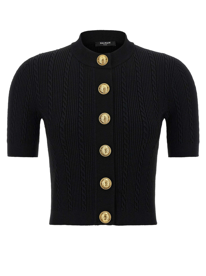 Balmain Short Sleeve Cardigan Maglioni - Nero | 47d9e88dc72d0d128085af12e6bcab3f050ac1fd