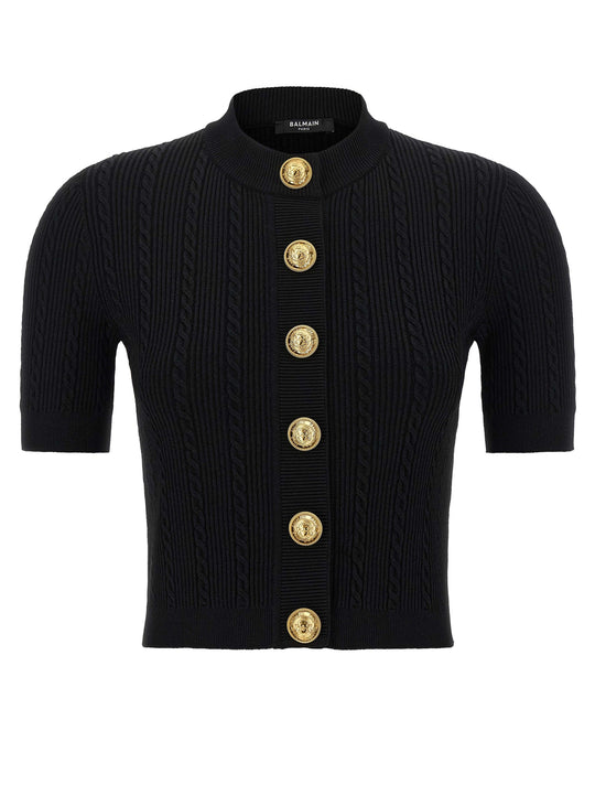 Short Sleeve Cardigan Maglioni Nero