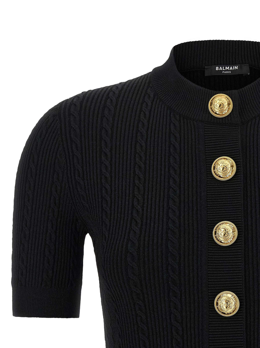 Balmain Short Sleeve Cardigan Maglioni - Nero | 1760f6626e0ea4563ab2200e39dbf9b2647c0ec5
