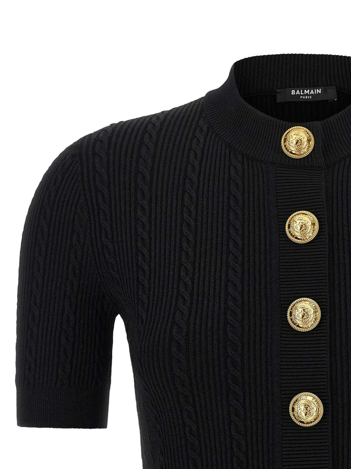 Balmain Short Sleeve Cardigan Maglioni - Nero | 1760f6626e0ea4563ab2200e39dbf9b2647c0ec5