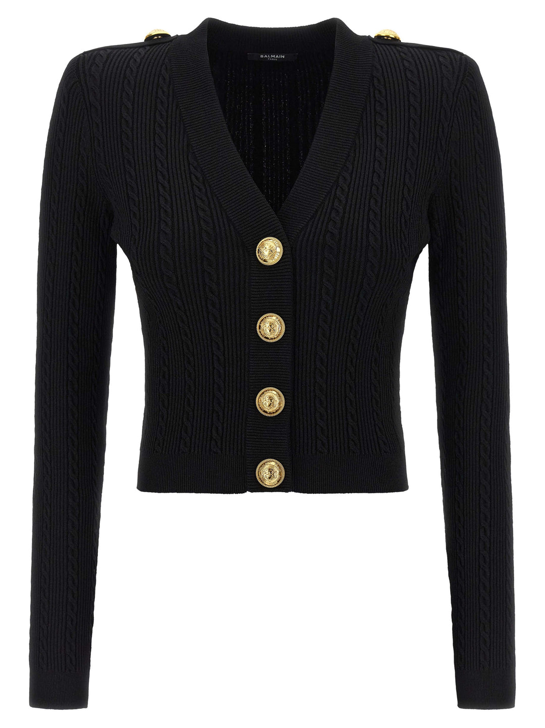 Balmain Twisted Knit Cardigan Maglioni - Nero | b5ae5cf71003eb2db2896ac666324b0ef1e1b301