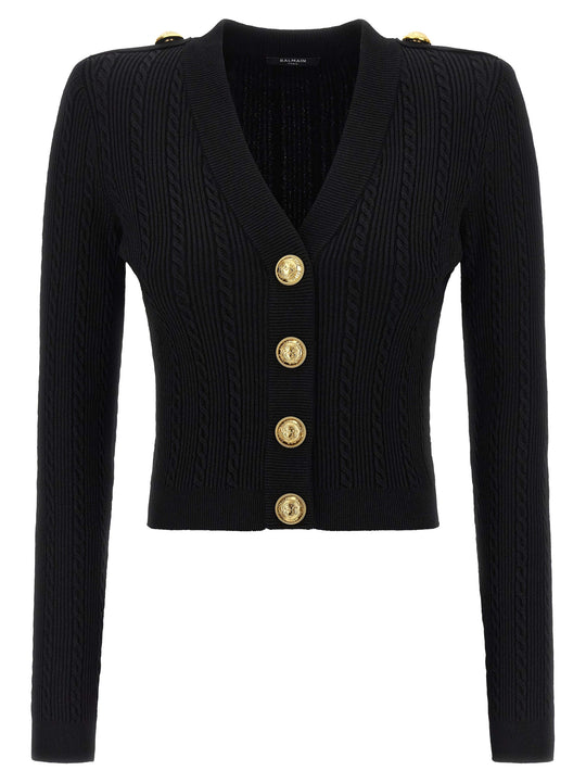 Twisted Knit Cardigan Maglioni Nero