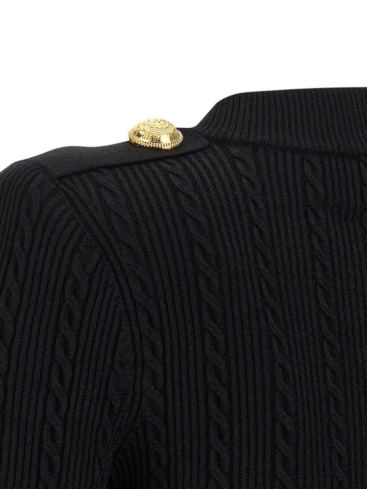 Balmain Twisted Knit Cardigan Maglioni - Nero | 1c776df454fd0175e614c2156a2977a4d39d0295