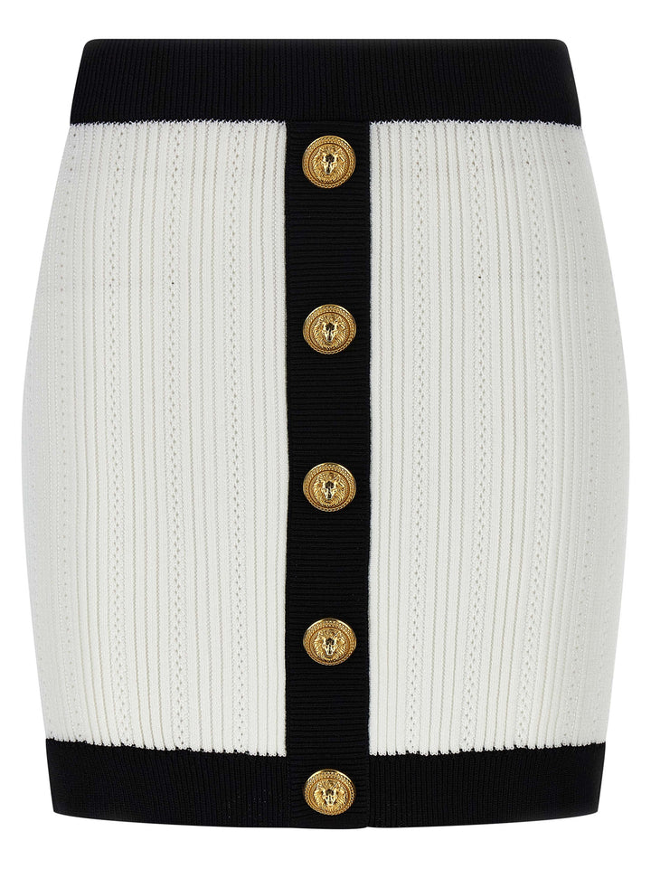 Balmain Two-Tone Miniskirt Gonne - Bianco/Nero | 3ea34f38fa60b6b9b50945f904709fe8a6864be5